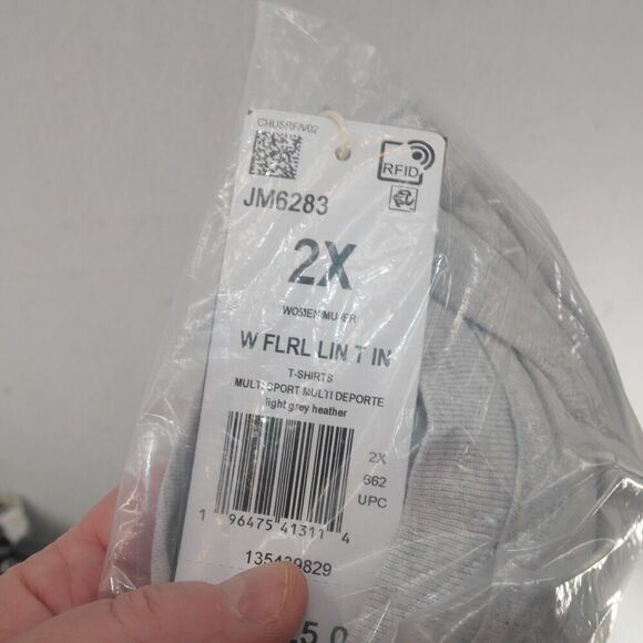 NEW Adidas Women's 2x Gray Floral Logo Graphic Tee Short Sleeve Shirt - Picture 6 of 6